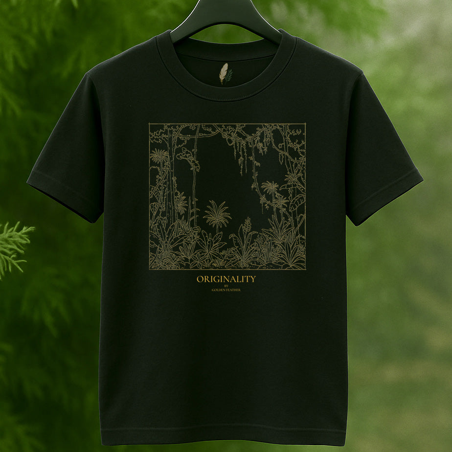 "Originality" Gold Print Jungle T-Shirt by Golden Feather