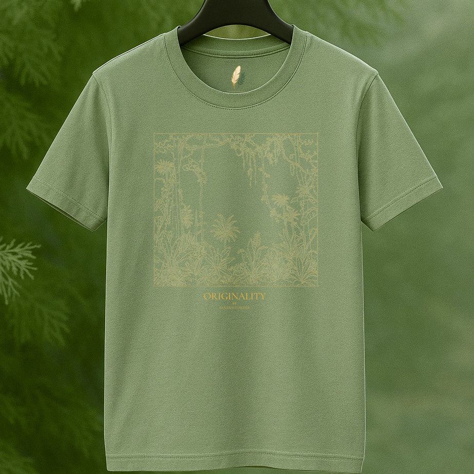 "Originality" Gold Print Jungle T-Shirt by Golden Feather