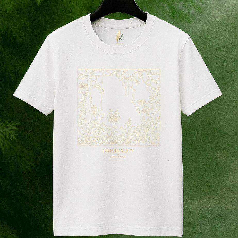 "Originality" Gold Print Jungle T-Shirt by Golden Feather