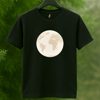 "Our World" Globe Graphic Tee in Beige by Golden Feather