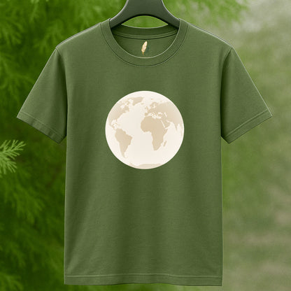 "Our World" Globe Graphic Tee in Beige by Golden Feather