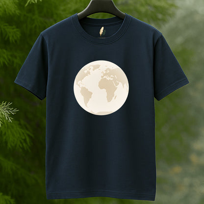 "Our World" Globe Graphic Tee in Beige by Golden Feather