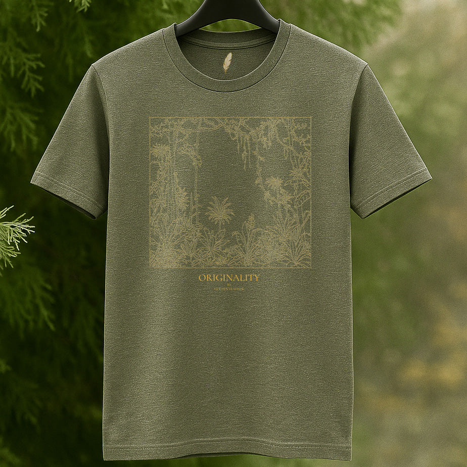 "Originality" Gold Print Jungle T-Shirt by Golden Feather