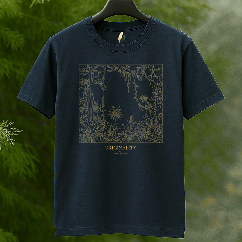 "Originality" Gold Print Jungle T-Shirt by Golden Feather