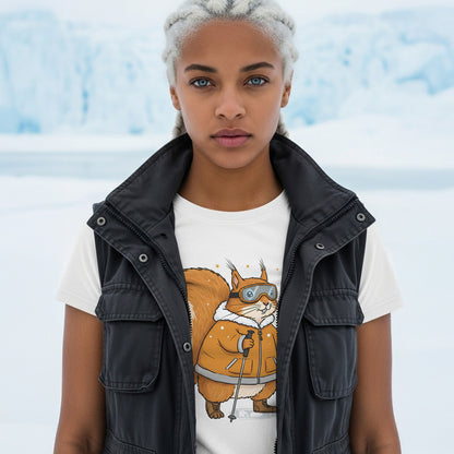 Skiing Squirrel Adventure T-Shirt - Cute Winter Animal Tee for Ski Lovers