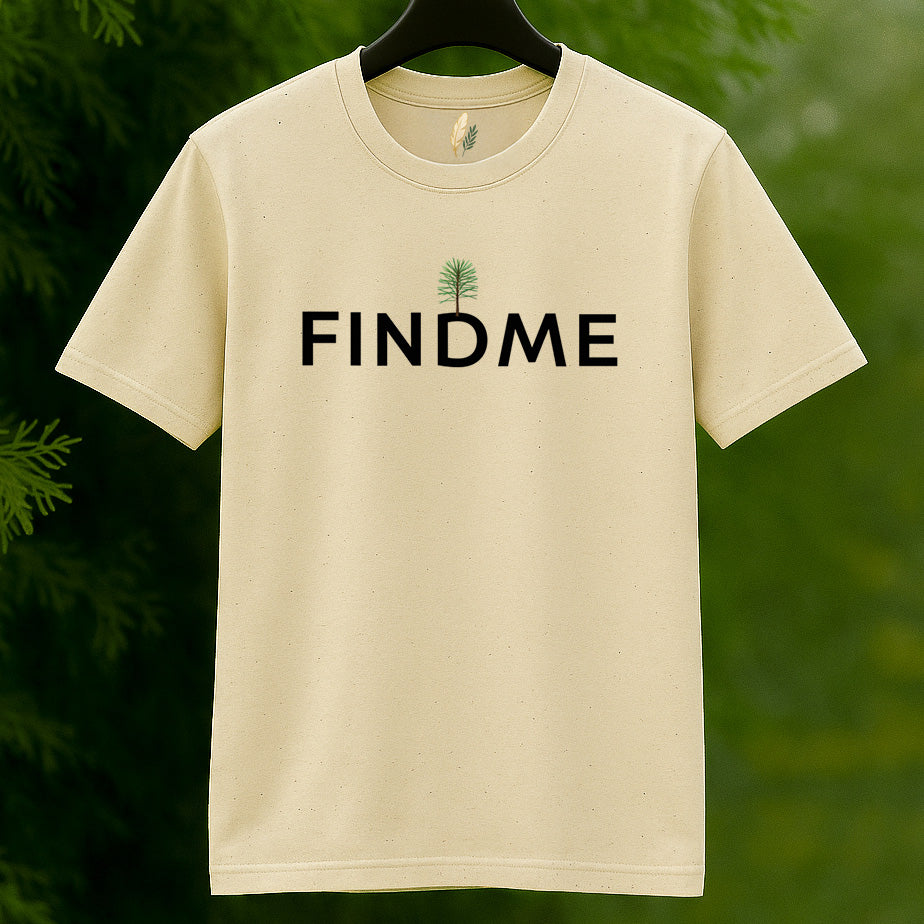 Golden Feather "FINDME" Tree Graphic T-Shirt